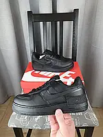 Чорні Nike Air Force 1 Black Shadow кроси жіночі. Кросівки Найк Аір Форс Шедоу чорні для дівчат