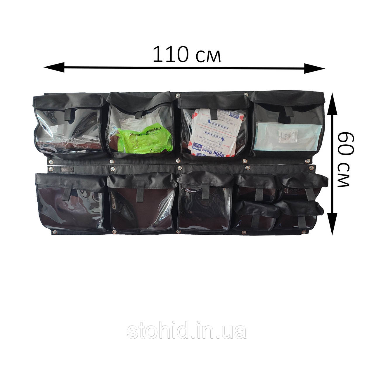 Органайзер медичний для медевака, швидкої, мобільного пункту з прозорими кишенями Стохід Варіант 2+3, фото 1