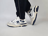 Кросівки чоловічі темно-сині з білим New Balance 550 White Navi. Весняні кросівки білі Нью Баланс 550 Наві