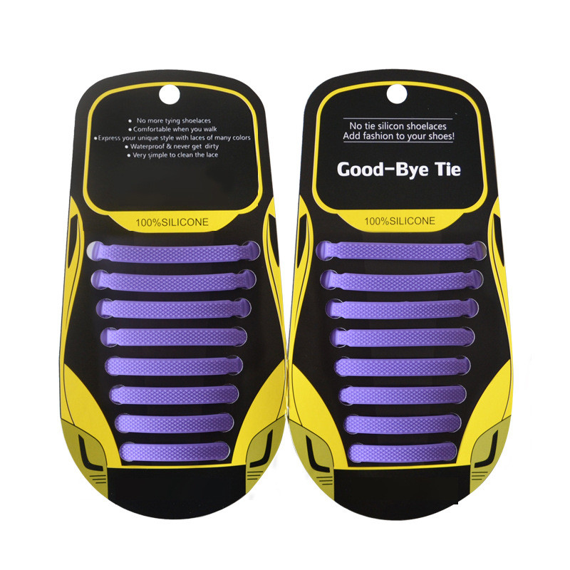 16шт силіконові шнурки без застібок фіолетові для взуття. Еластичні шнурки прикольні без зав'язок взуттєві