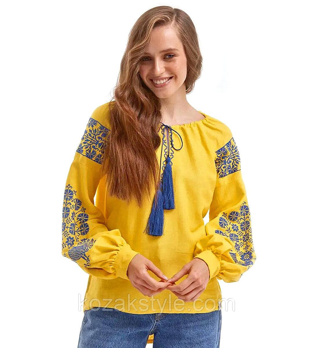 Вишиванка жіноча Голуби жовта р. M. 2XL.