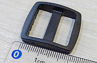 Пряжка перетяжка двущелевая черная 20 мм пластиковая