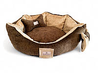 Лежак для собак и котов коричневий диаметр 50 см