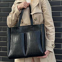 Качественная классическая женская сумка чорная, большая женская сумочка экокожа  2216