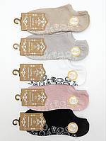 Женские ультракороткие летние носки Золото, смайлы, бамбук, однотонные. Размер 37-42, 10 пар/уп. микс
