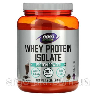 Ізолят сироваткового протеїну Now Foods шоколад (Whey Protein Isolate) 816 г США (білок, для набирання м'язів), фото 1