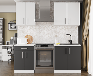 Кухня К-2 (2,0 м/пог.) німфея альба / антрацит (Еверест)