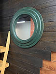 Зелене кругле дзеркало в дерев'яній рамі \ дуб, фото 2