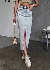 Спідниця жіноча джинсова з розрізом 1142 ген