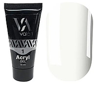 Акриловый гель для наращивания Valeri Acryl Gel №01 White 15 мл original