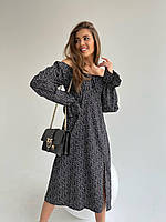 Женское стильное платье миди с цветочным принтом ткань: софт Мод.225