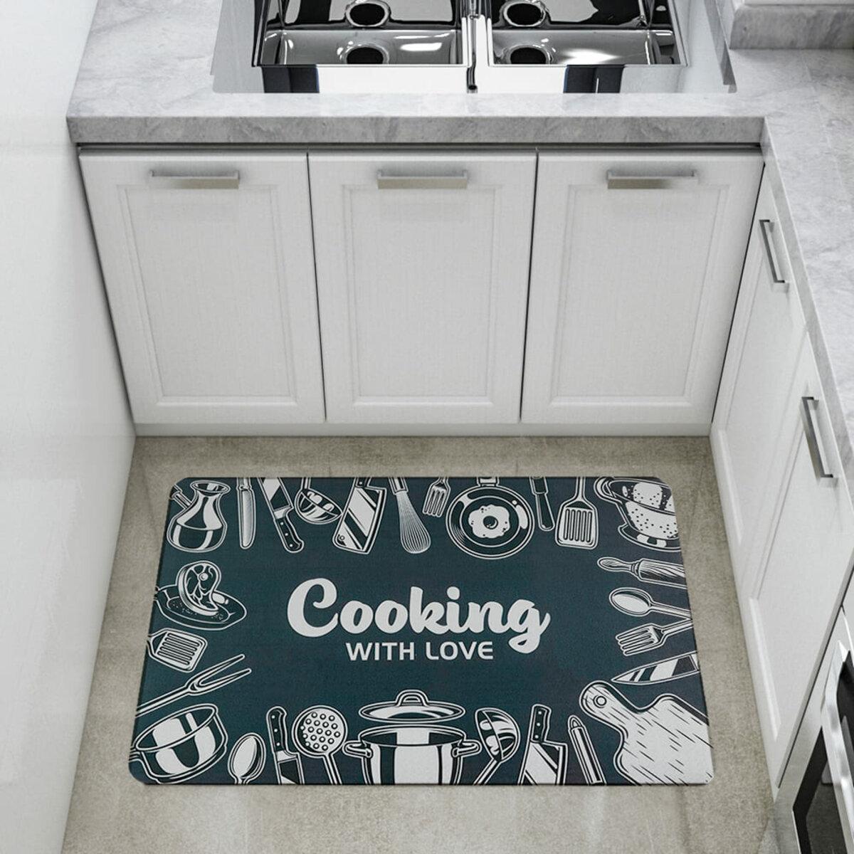 Вологовбираючий придверний килимок на гумовій основі Кухонний Cooking 50х80смх3мм діатомітовий для кухні