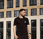 Чоловіча футболка Adidas чорна зі смугами спортивна Адідас із лампасами, фото 2