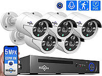 5Мп POE Комплект IP видеонаблюдения на 5 камер Hiseeu