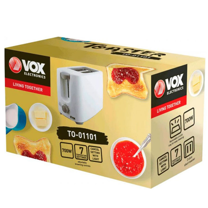 Тостер для кухни бытовой VOX TO01101 тостерница для бутербродов универсальный тостер вертикальный для 2 гренок - фото 10 - id-p2183994089
