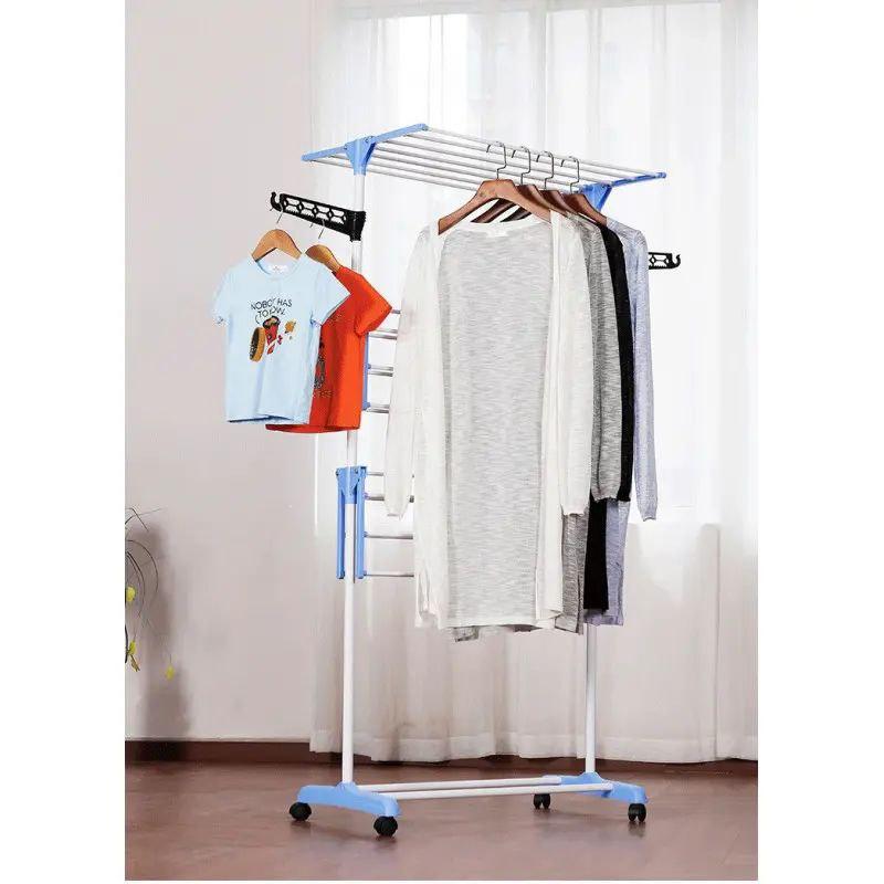 Напольная металлическая трёх ярусная сушилка для белья Garment rack with wheels высота 172 см KEY - фото 5 - id-p2183994124