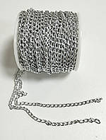Декоративная цепь для бижутерии, сумок, одежды 1*3*5 мм серебро