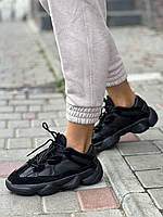 Женские стильные черные кроссовки из экокожи