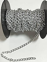 Декоративная цепь для бижутерии, сумок, одежды 1,2*4*6 мм серебро