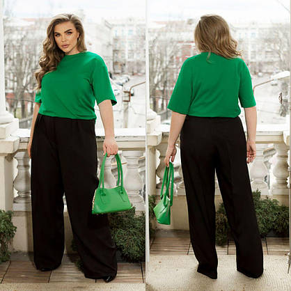Стильні жіночі штани палаццо бежеві великих розмірів ЮР/-2517, фото 2