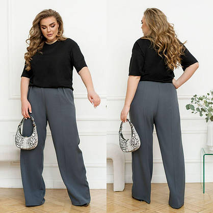 Стильні жіночі штани палаццо бежеві великих розмірів ЮР/-2517, фото 2