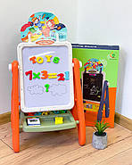 Мольберт, висота 69см, двосторонній, магнітна дошка, цифри та літери (англ.), крейда, фломастер, Дівчатка, фото 3