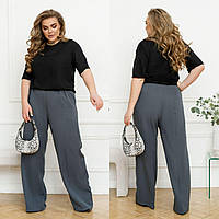 Стильные женские брюки палаццо графитовые больших размеров ЮР/-2517