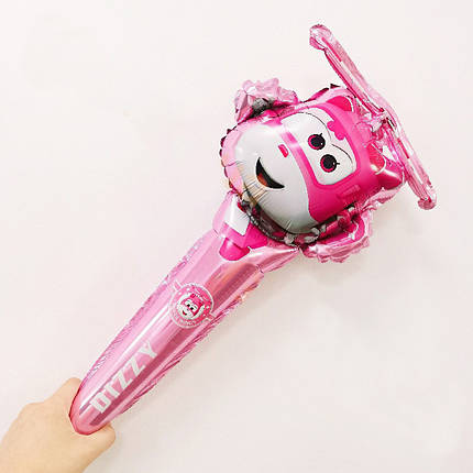 Фольгована кулька Паличка Бита Дізі Супер крила 57х25см (22") | Рожевий, фото 1