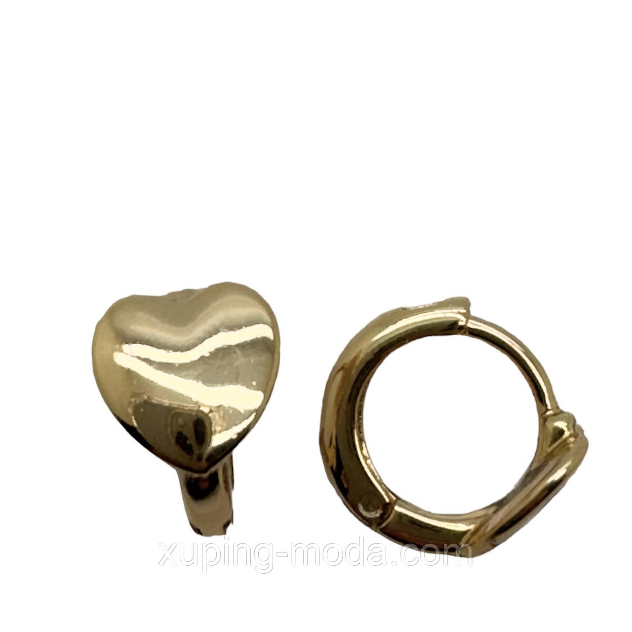 Сережки сердечка ксюпінг. 12х8 мм. 18 к, фото 1