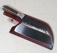 Сербский кованый нож из нержавеющей стали с кожаным чехлом