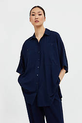 Жіноча рубашка oversize Finn Flare S21-11076-101 синя XS