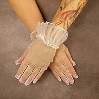 Рукавички фатинові 24см прозорі рукавички з сітки (Білі)