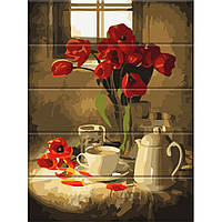 Картина за номерами для дерева "Червоні тюльпани" ASW152 30х40 см