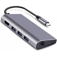 Концентратор Dynamode USB3.1 Type-C to HDMI, 3хUSB3.0, RJ45, USB Type-C Female, SD