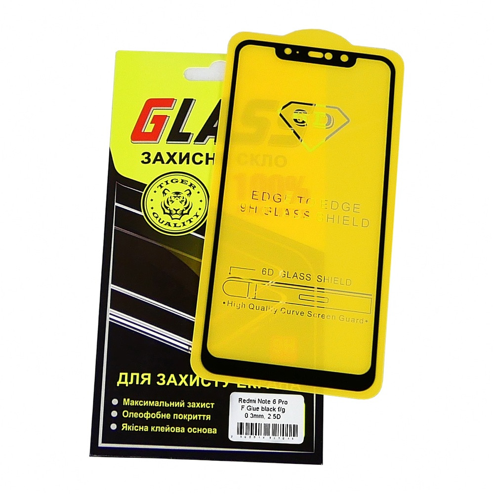 TU  TU Защитное стекло для Xiaomi Redmi Note 6 Pro Full Glue (0.3 мм, 2.5D, чёрное), фото 1