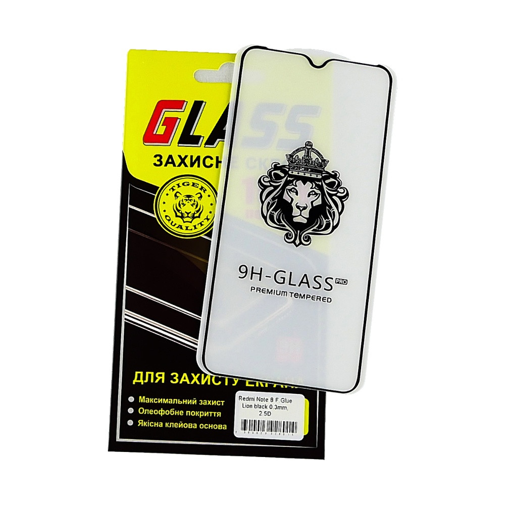 Захисне скло для Xiaomi Redmi Note 8 Full Glue Lion (0.3 мм, 2.5D, чорне), фото 1