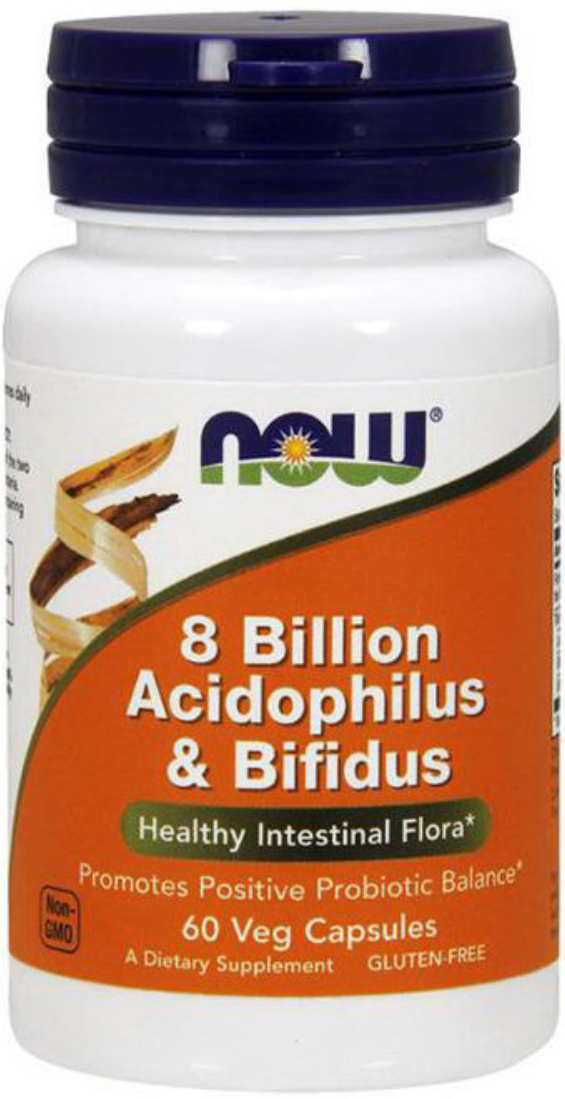 Біфідобактерії та пробіотики NOW Foods 8 Billion Acidophilus Bifidus 60 капсул