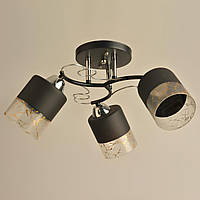 Люстра потолочная с тремя декоративными плафонами под лампы Е27 каркас черный/хром Sirius Л 8128/3А BK+CR