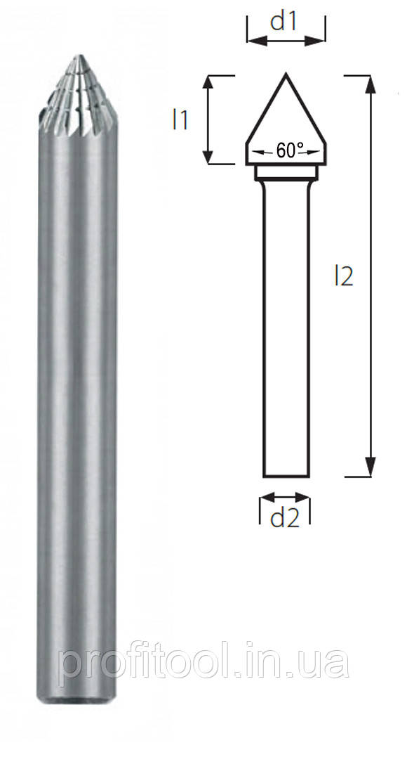 Борфреза конусна 60° PROFITOOL - 6х4х50x6 мм (J06066-6), фото 1