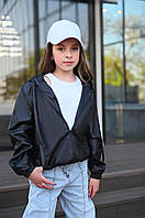 Подростковая куртка-бомбер на девочку из эко кожи