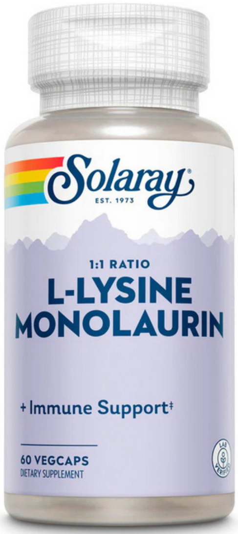 L-лізин та монолаурин Solaray L-Lysine Monolaurin 60 veg caps