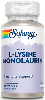L-лізин та монолаурин Solaray L-Lysine Monolaurin 60 veg caps, фото 1