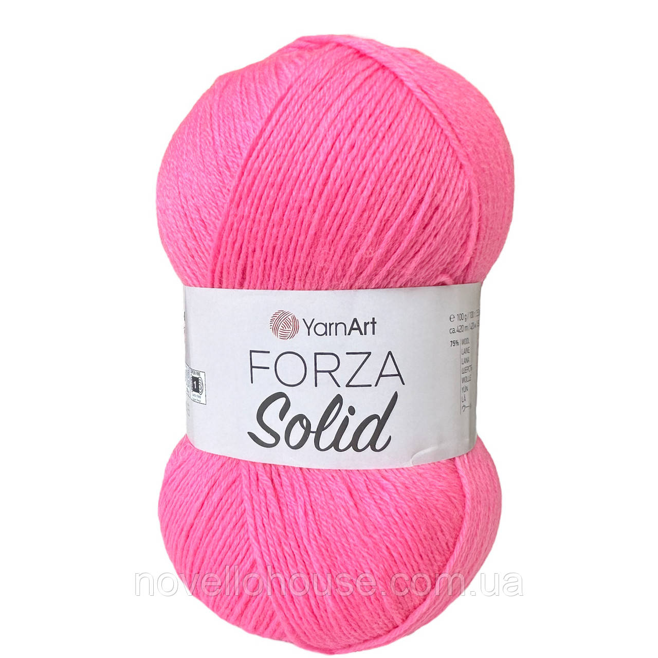 YarnArt FORZA SOLID (Форза Солід) № 4642 яскраво-рожевий (Пряжа напіввовна, нитки для в'язання)