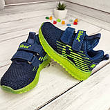 Дитячі дихаючі літні текстильні кросівки для хлопчика Clibee сині, фото 2