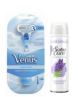 Набор женский станок Gillette Venus с 2 кассетами + гель для бритья Gillette Satin Care Gel Lavender 200 мл