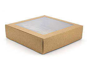 Коробка з віконцем 200*200*50 крафт, 100 шт/уп, 500 шт/ящ.