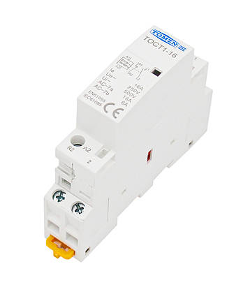 Контактор модульний змінного струму 2P 16А 1NO 1NC 220V TOCT1-16 TOMZN (TOCT1-16-AC-1NO-1NC), фото 1