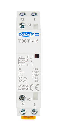 Контактор модульний змінного струму 2P 16А 1NO 1NC 220V TOCT1-16 TOMZN (TOCT1-16-AC-1NO-1NC), фото 3