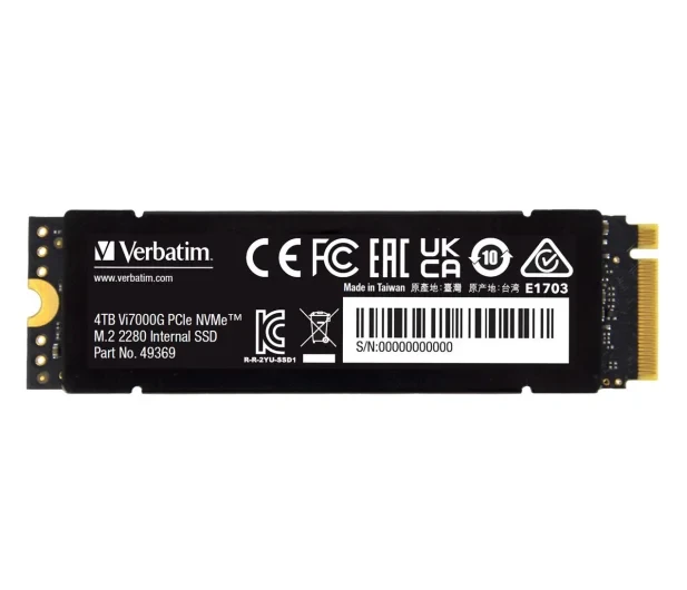 Verbatim 4TB M.2 PCIe Gen4 NVMe Vi7000G Heatsink