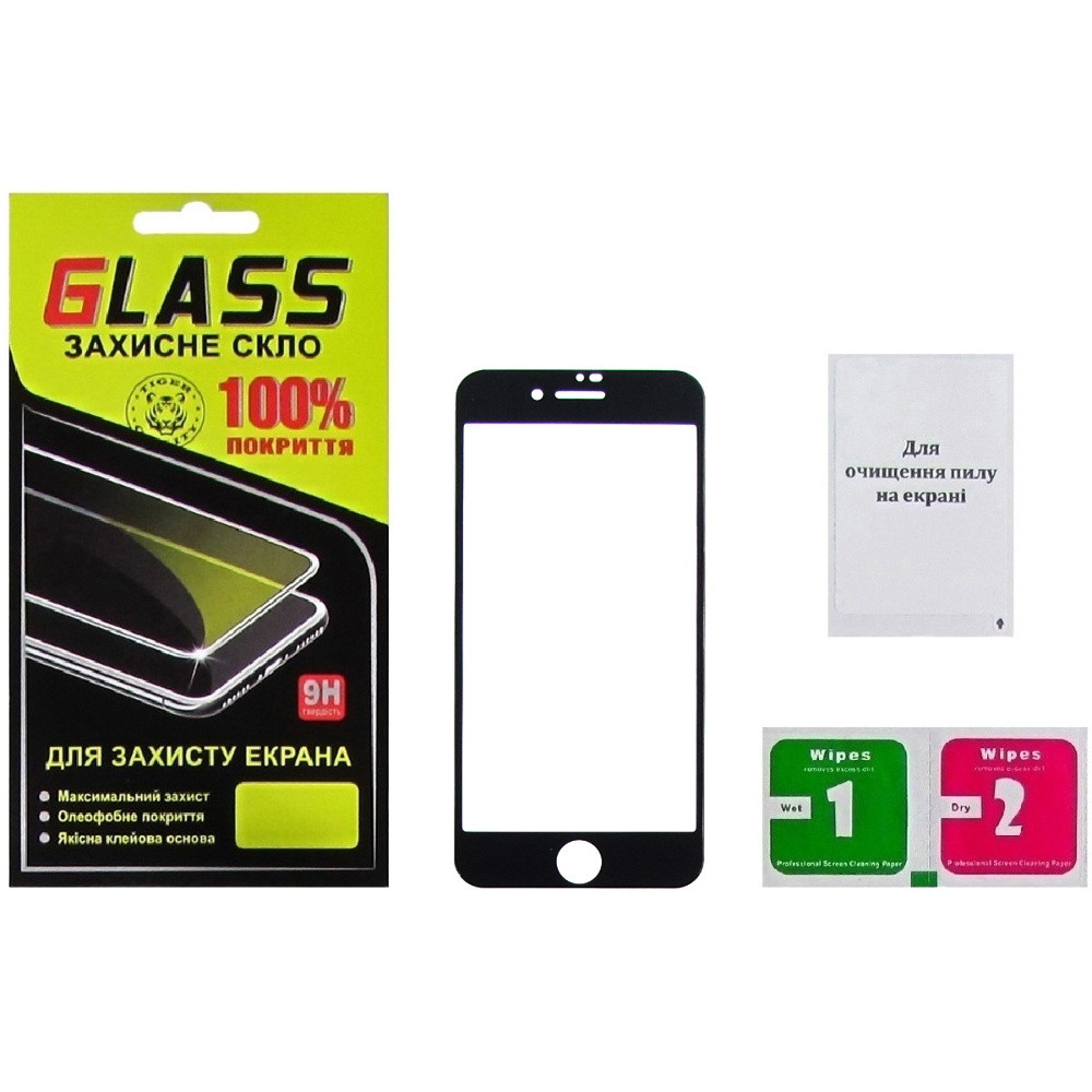 TU  TU Защитное стекло для Apple iPhone 7/ 8/ SE Full Glue (0.25 мм, 2.5D, чёрное) Люкс, фото 1